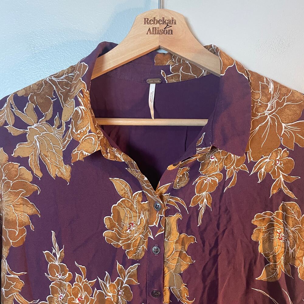 Free People Shake It Floral Printed Mini Dress Berry Combo Sz Small Boho EUC - Picture 7 of 11